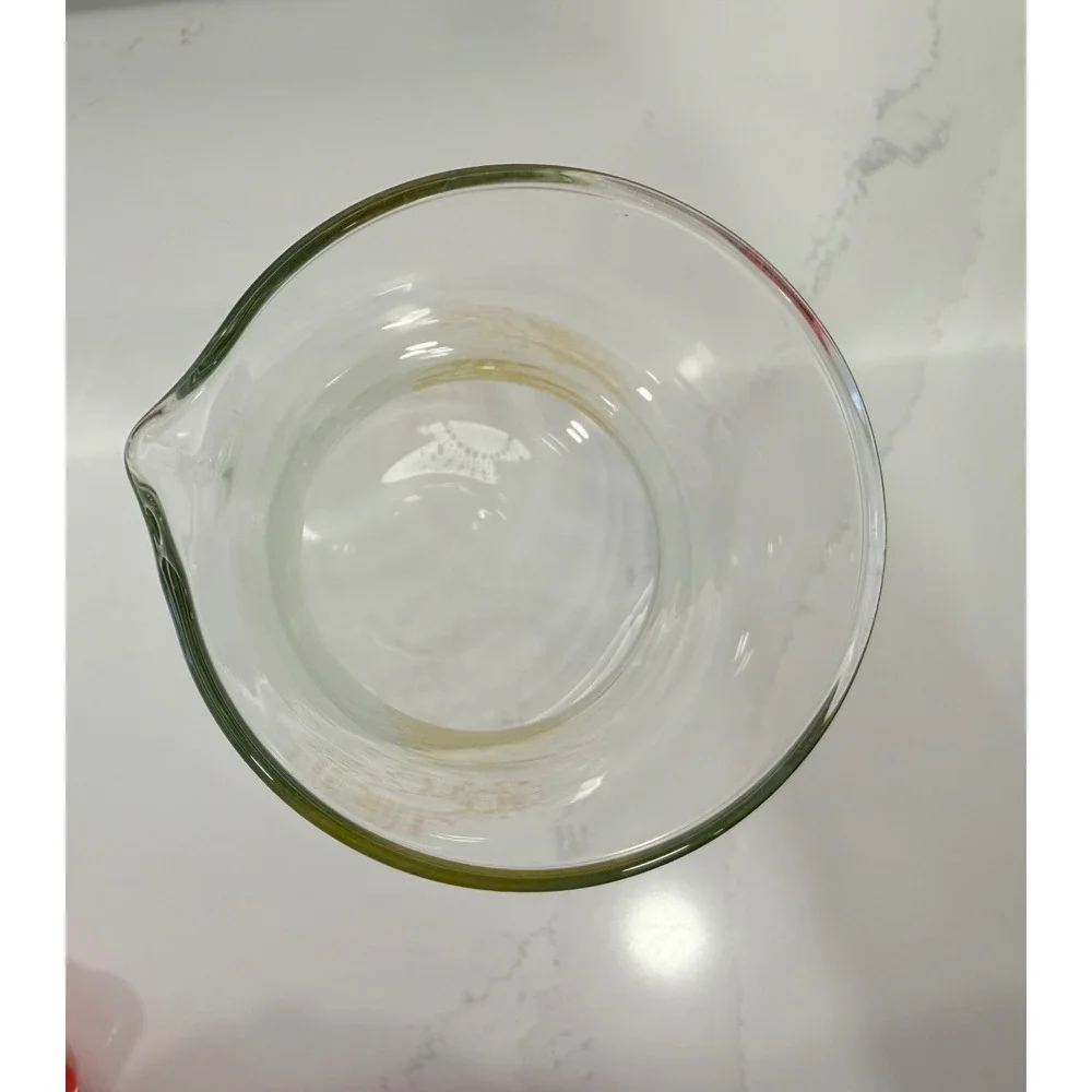 Pyrex Carafe Pitcher Vintage Yellow Sunburst Dot 7.75in Clear Glass MCM USA